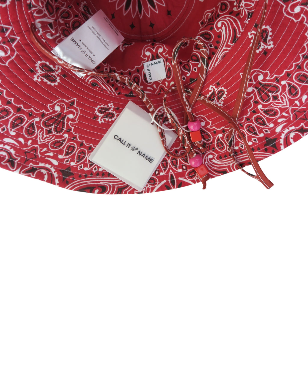 CALL IT BY YOUR NAME red vintage bandana paisley Capeline wide-brim hat