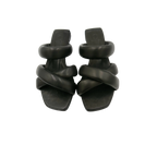 Coclico Black Leather Padded Strap Heeled Sandals