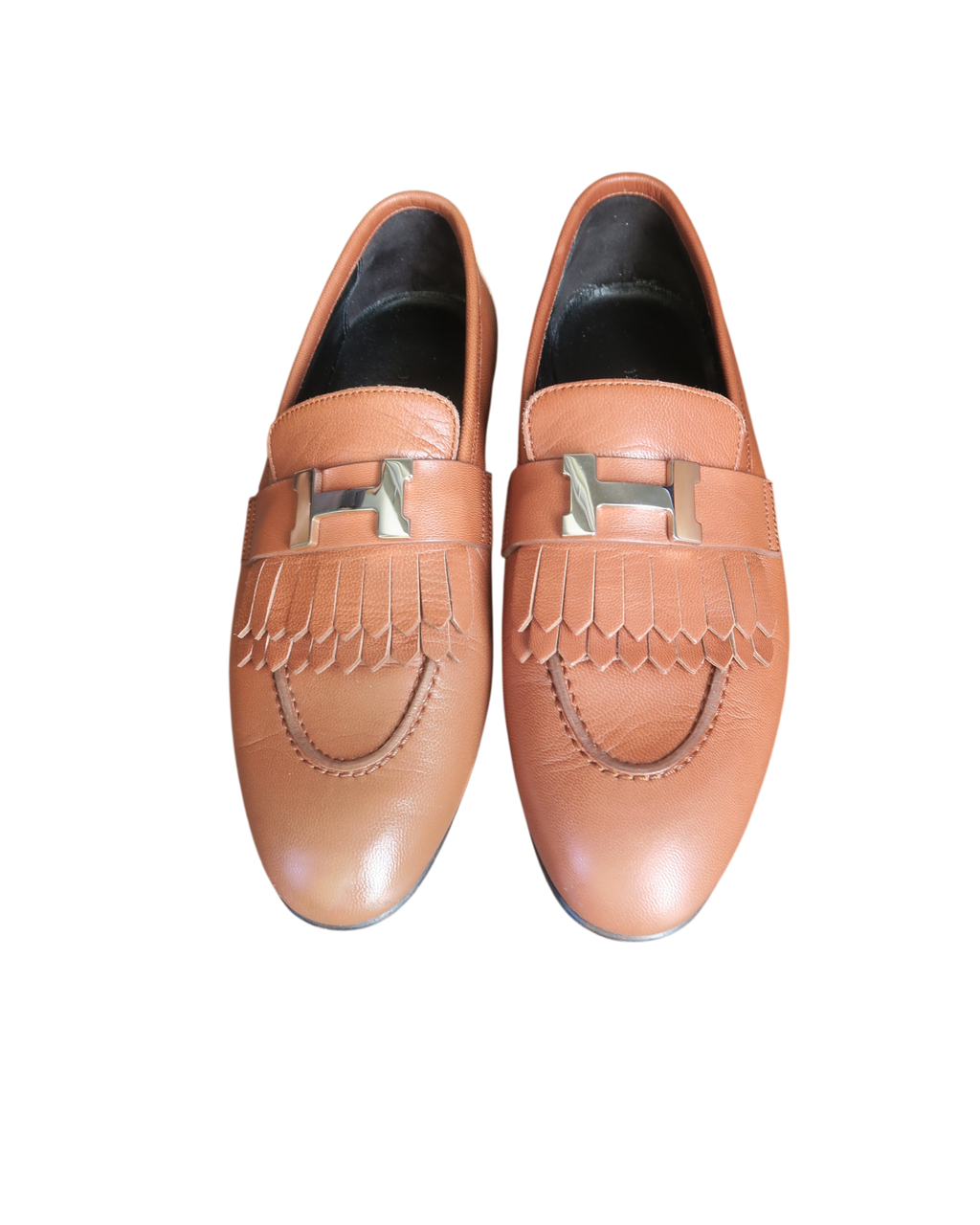 Hermes Royal Leather Natural Brown Loafers Size 6
