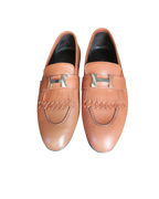 Hermes Royal Leather Natural Brown Loafers Size 6