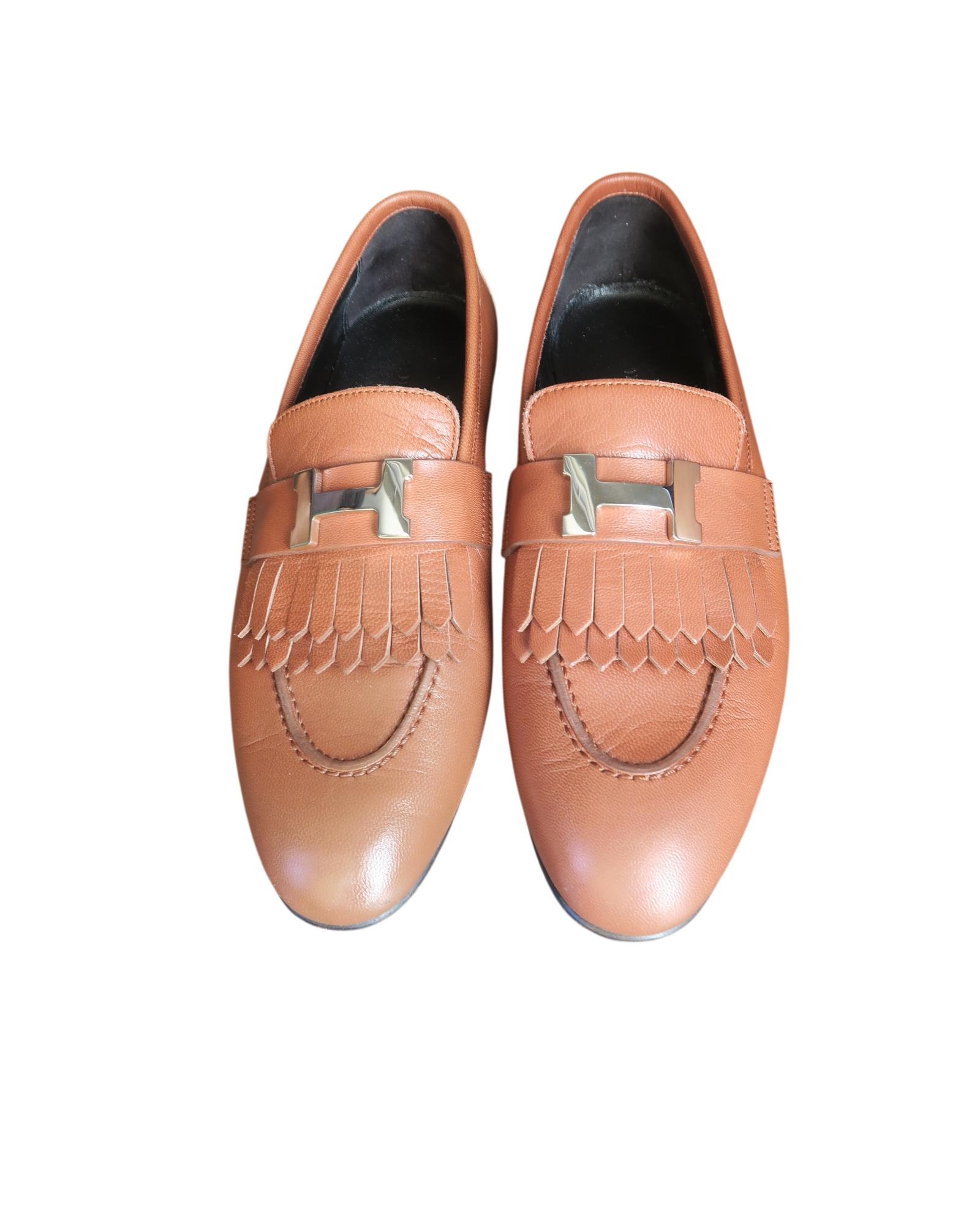 Hermes Royal Leather Natural Brown Loafers Size 6