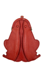 Artisan Red Leather Frog Coin Purse with Kiss-Lock Closure