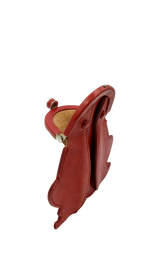 Artisan Red Leather Frog Coin Purse with Kiss-Lock Closure