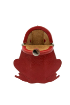 Artisan Red Leather Frog Coin Purse with Kiss-Lock Closure