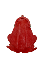 Artisan Red Leather Frog Coin Purse with Kiss-Lock Closure