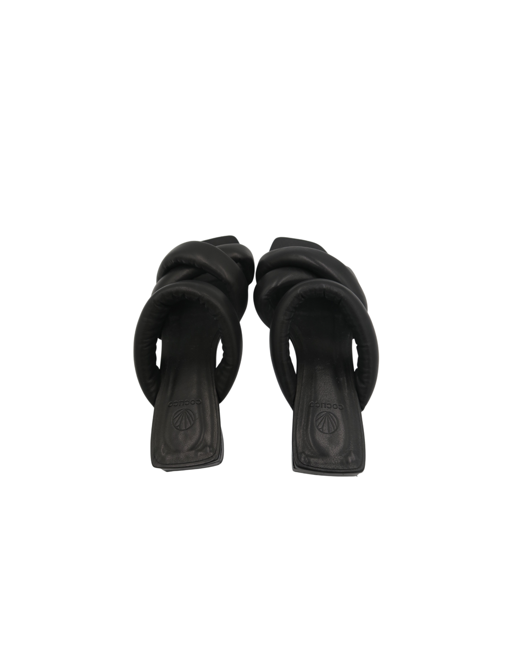 Coclico Black Leather Padded Strap Heeled Sandals
