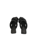 Coclico Black Leather Padded Strap Heeled Sandals
