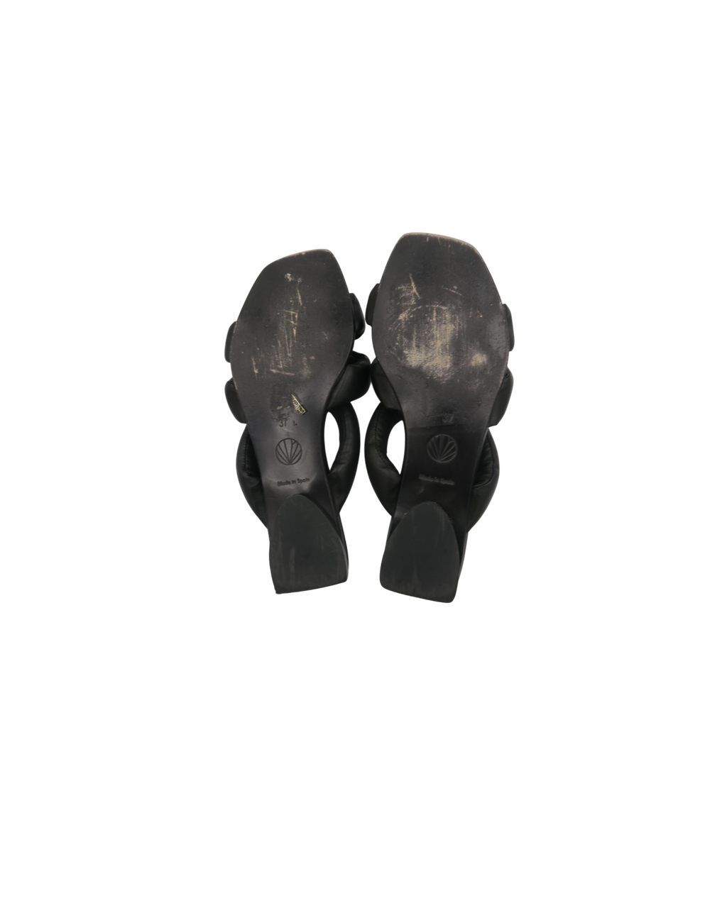 Coclico Black Leather Padded Strap Heeled Sandals