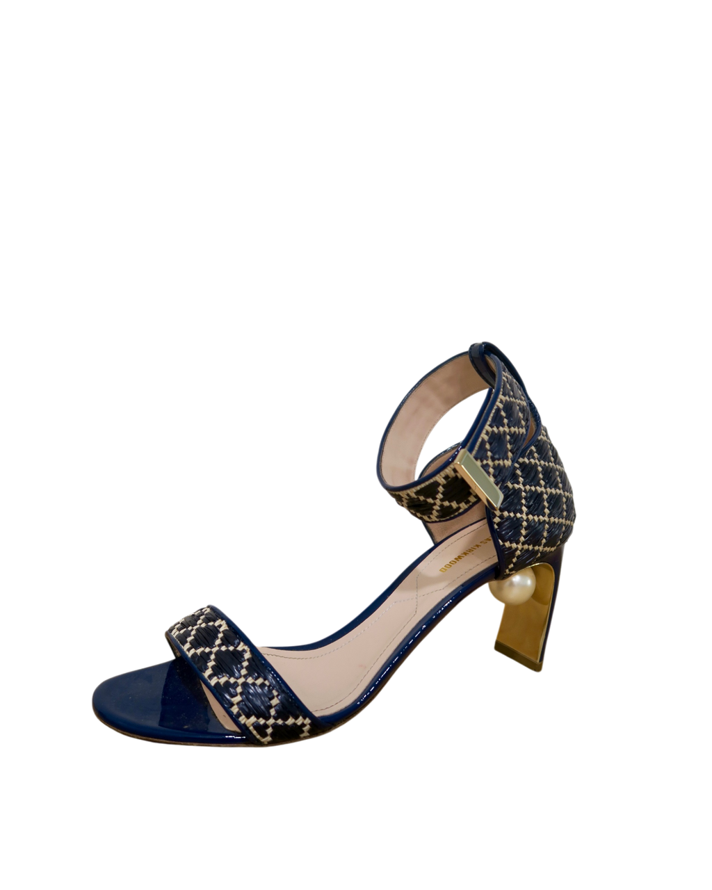 Nicholas Kirkwood Maeva Raffia Pearl Ankle Strap Sandals Size 39