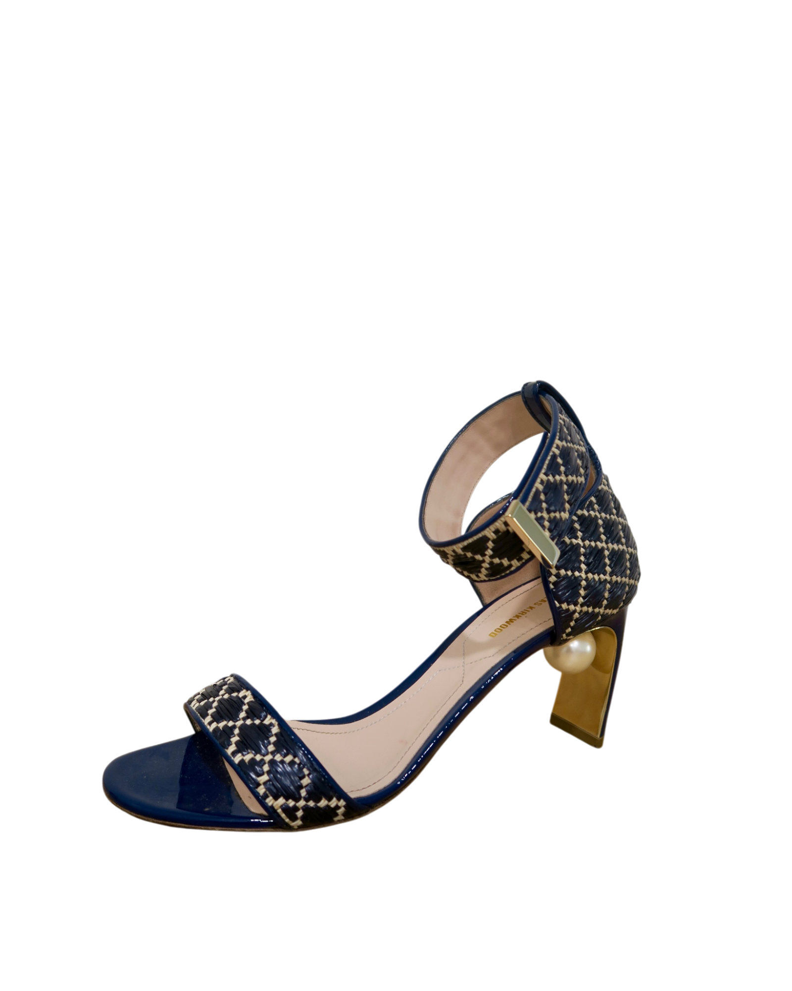 Nicholas Kirkwood Maeva Raffia Pearl Ankle Strap Sandals Size 39