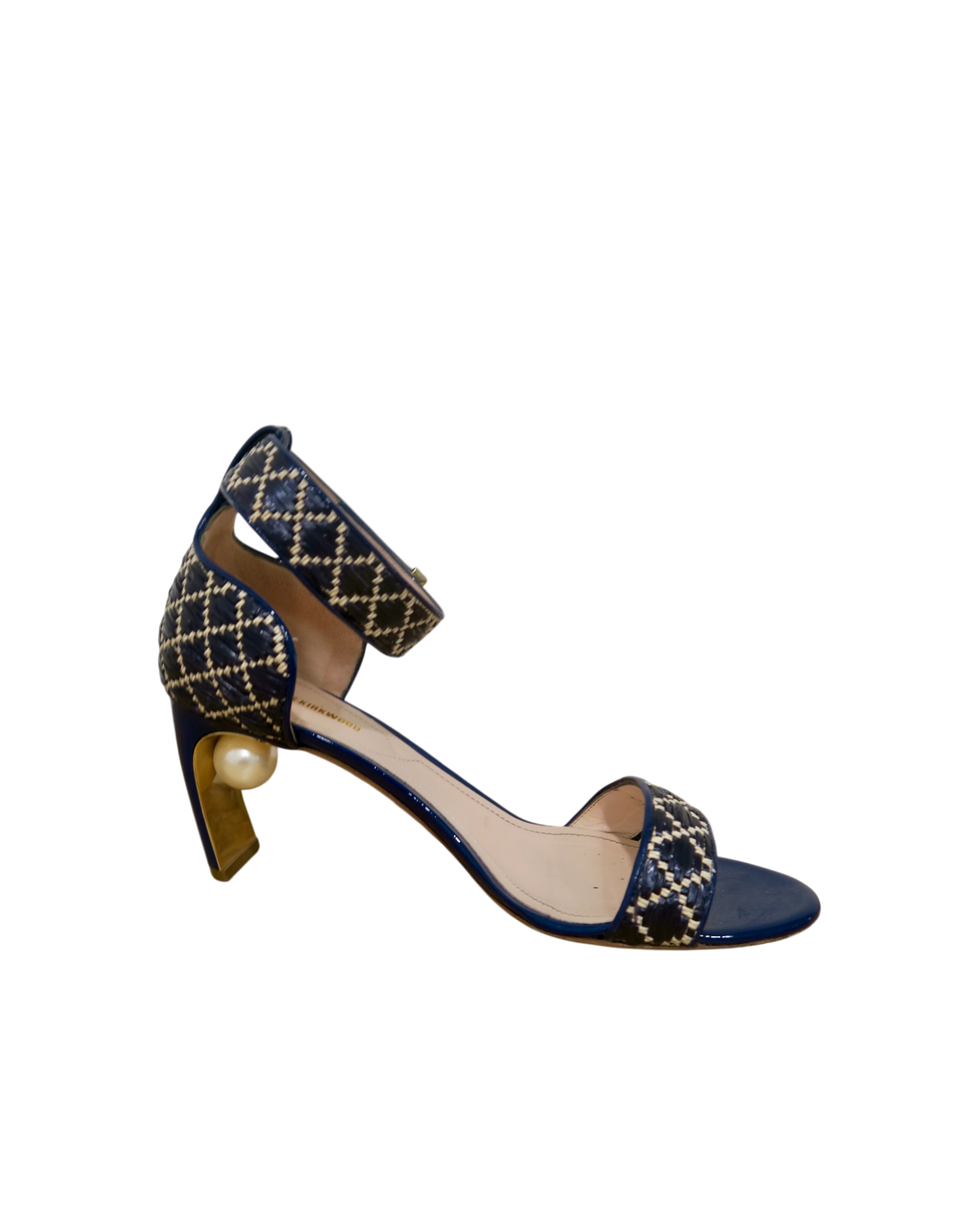 Nicholas Kirkwood Maeva Raffia Pearl Ankle Strap Sandals Size 39