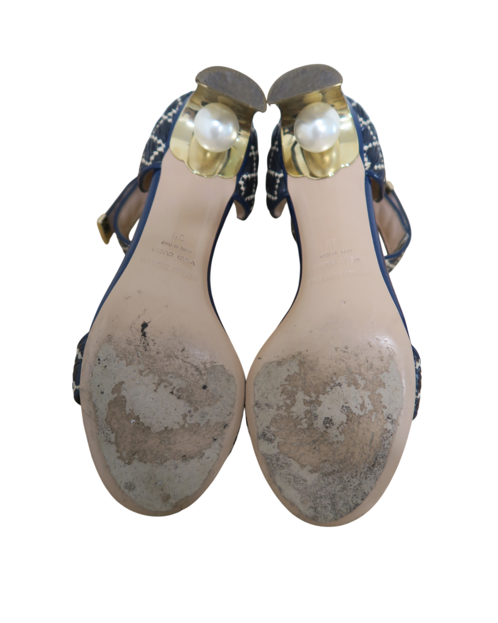 Nicholas Kirkwood Maeva Raffia Pearl Ankle Strap Sandals Size 39