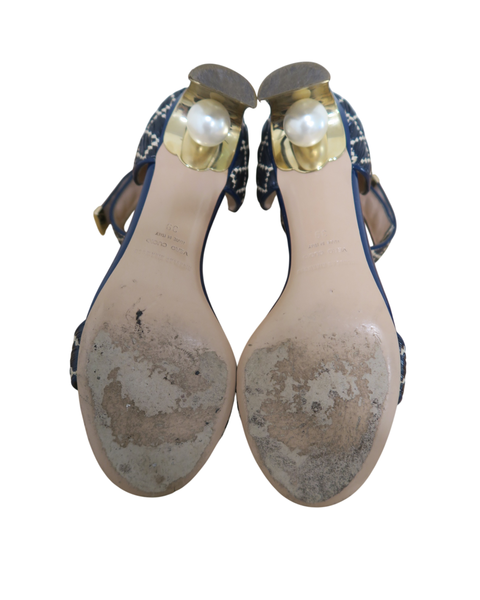 Nicholas Kirkwood Maeva Raffia Pearl Ankle Strap Sandals Size 39