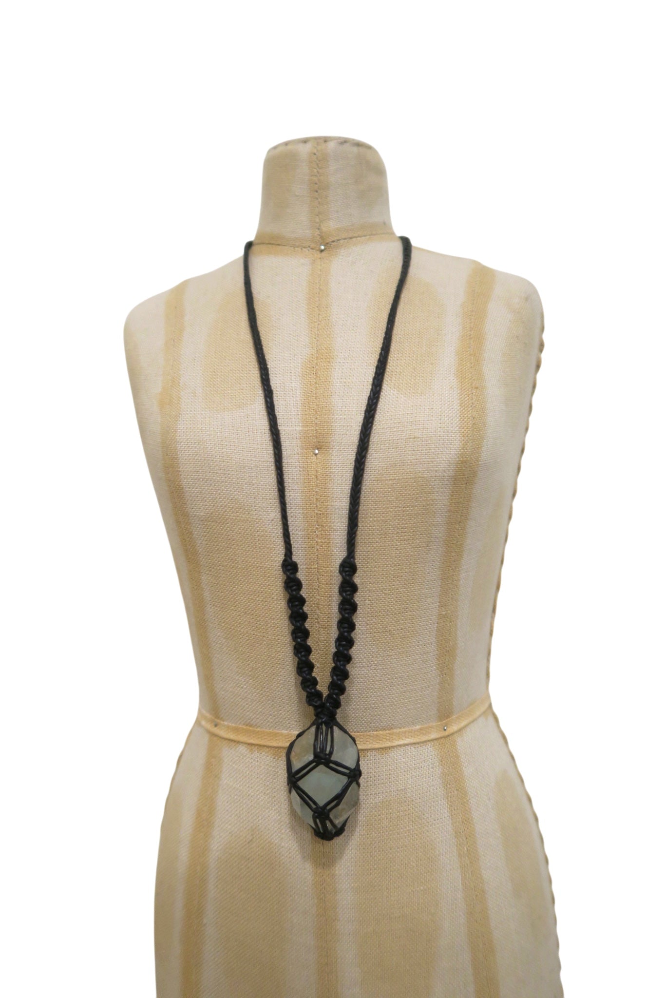Olivia Moray Macramé Rainbow Quartz Pendant Necklace