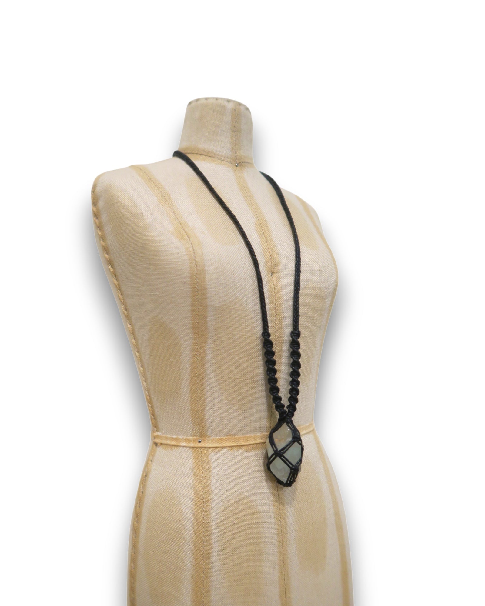 Olivia Moray Macramé Rainbow Quartz Pendant Necklace