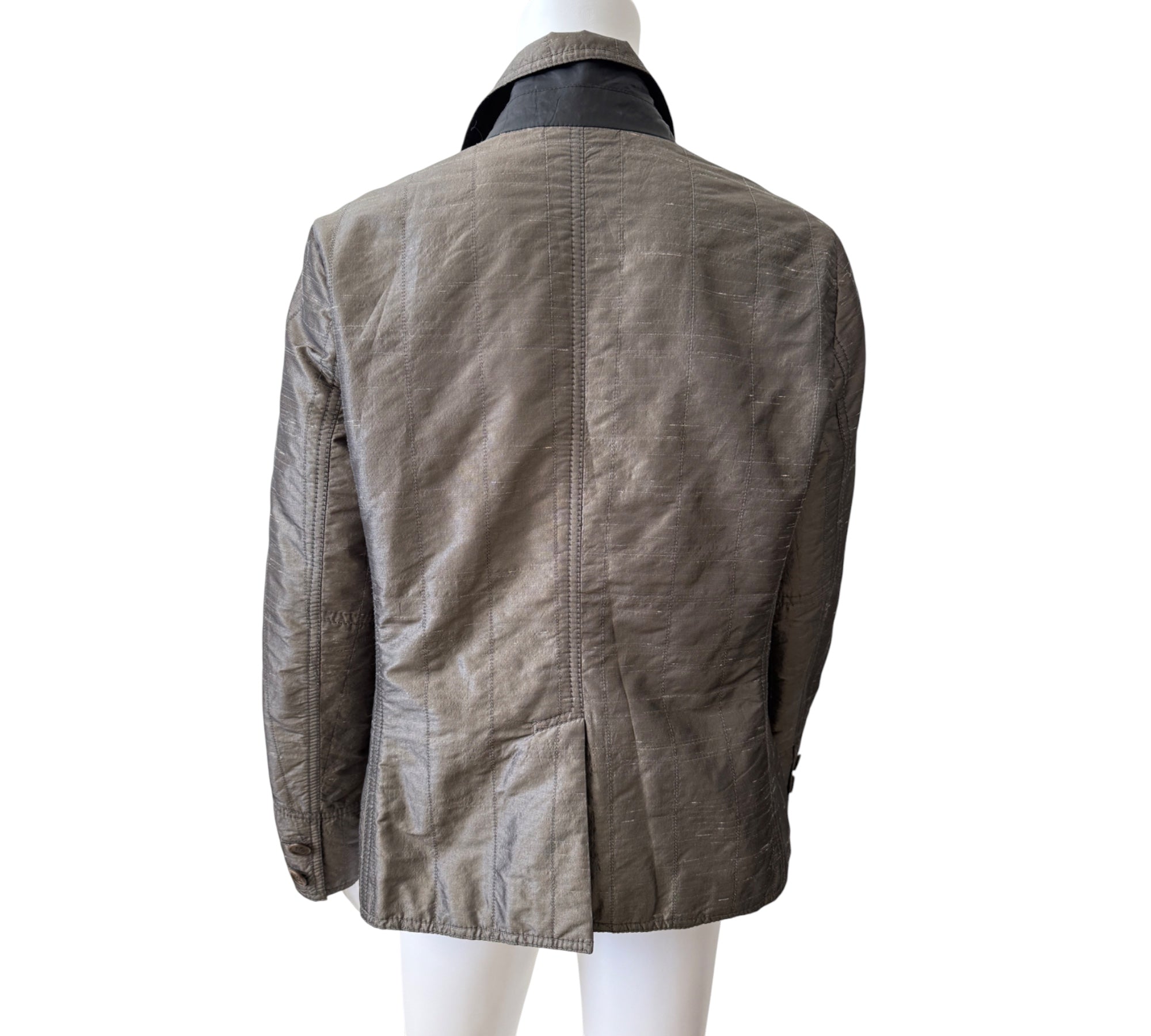 ARMANI COLLEZIONI Metallic Taupe Quilted Blazer Jacket Size 12