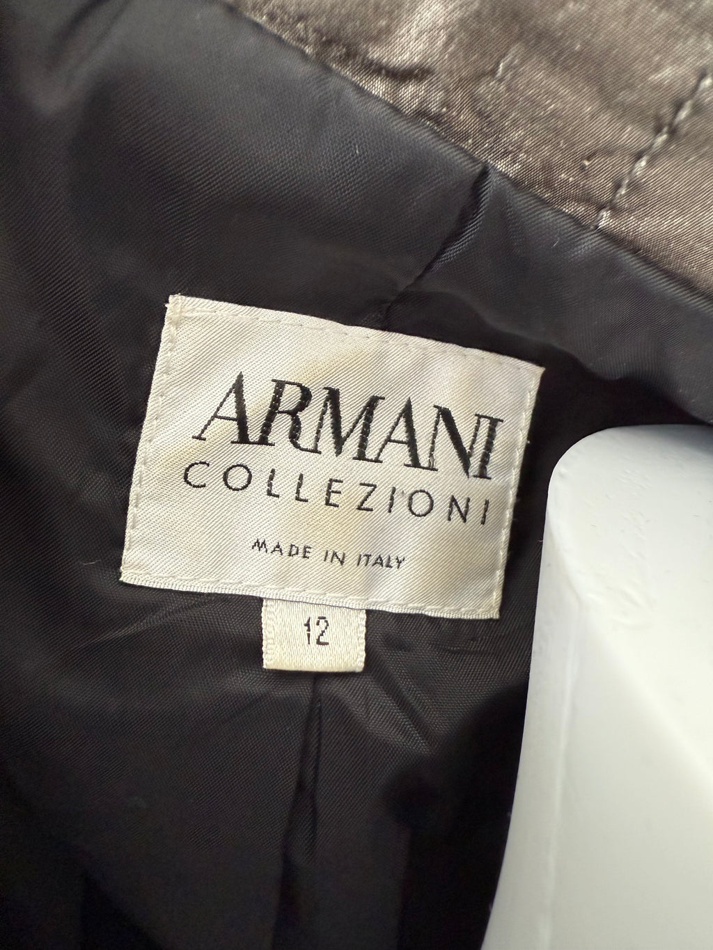 ARMANI COLLEZIONI Metallic Taupe Quilted Blazer Jacket Size 12