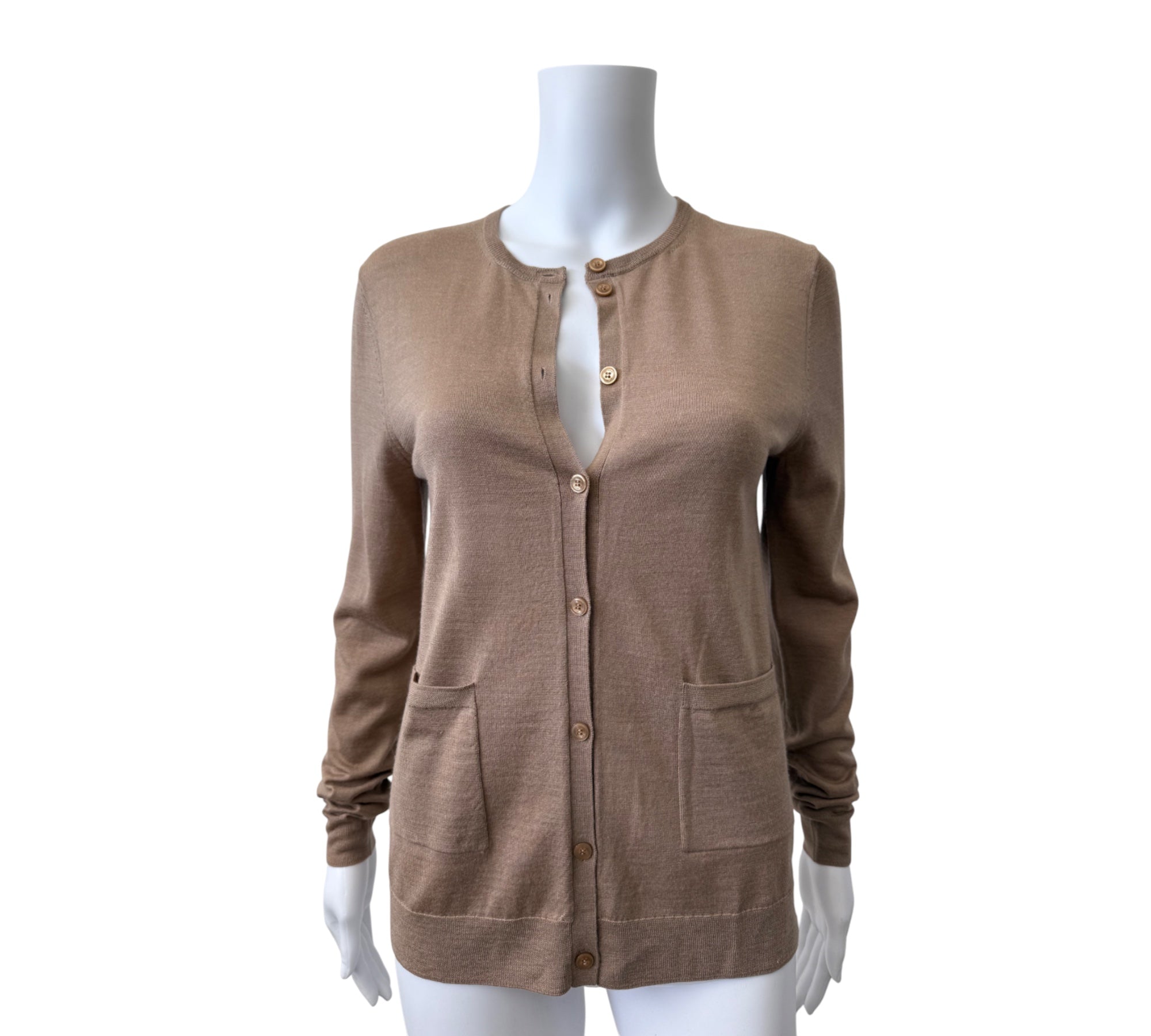 St. John Knit Camel Cardigan Size Small