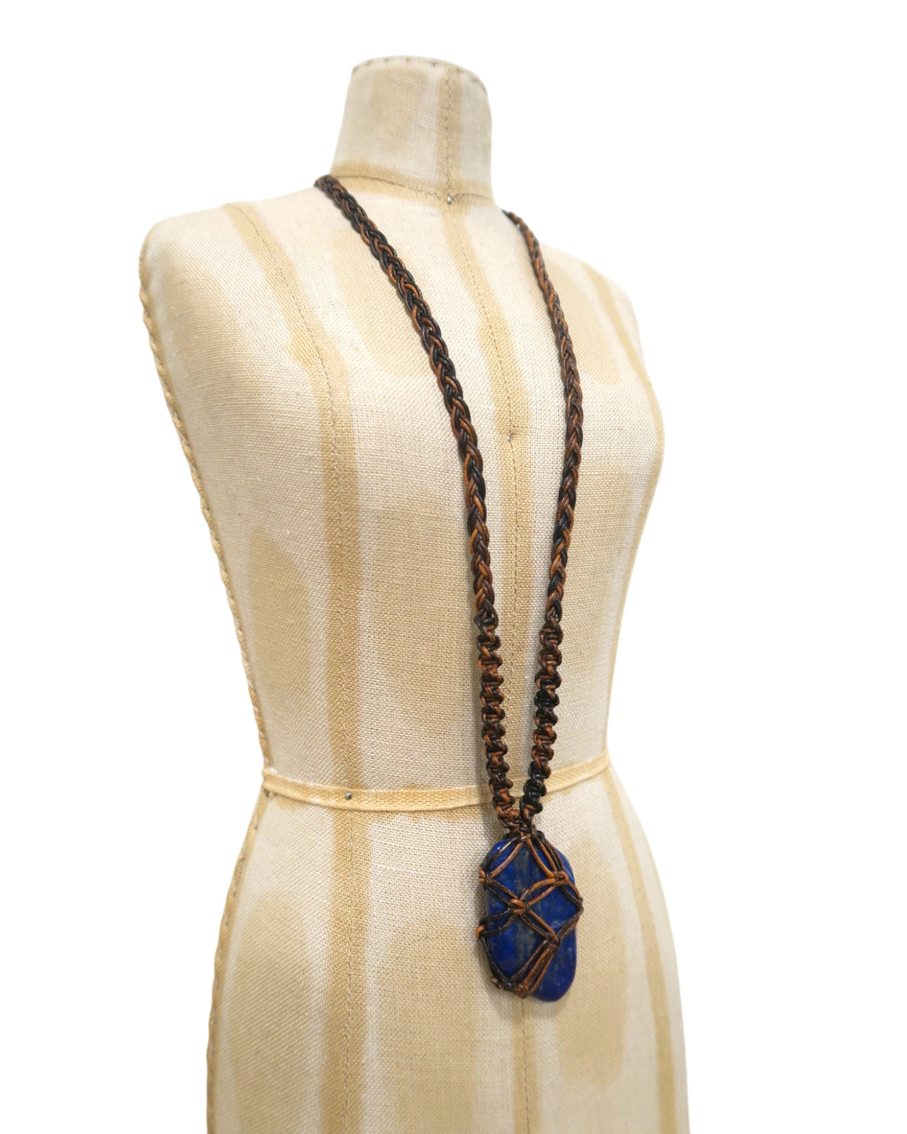 Olivia Moray Macramé Lapis Lazuli Pendant Necklace