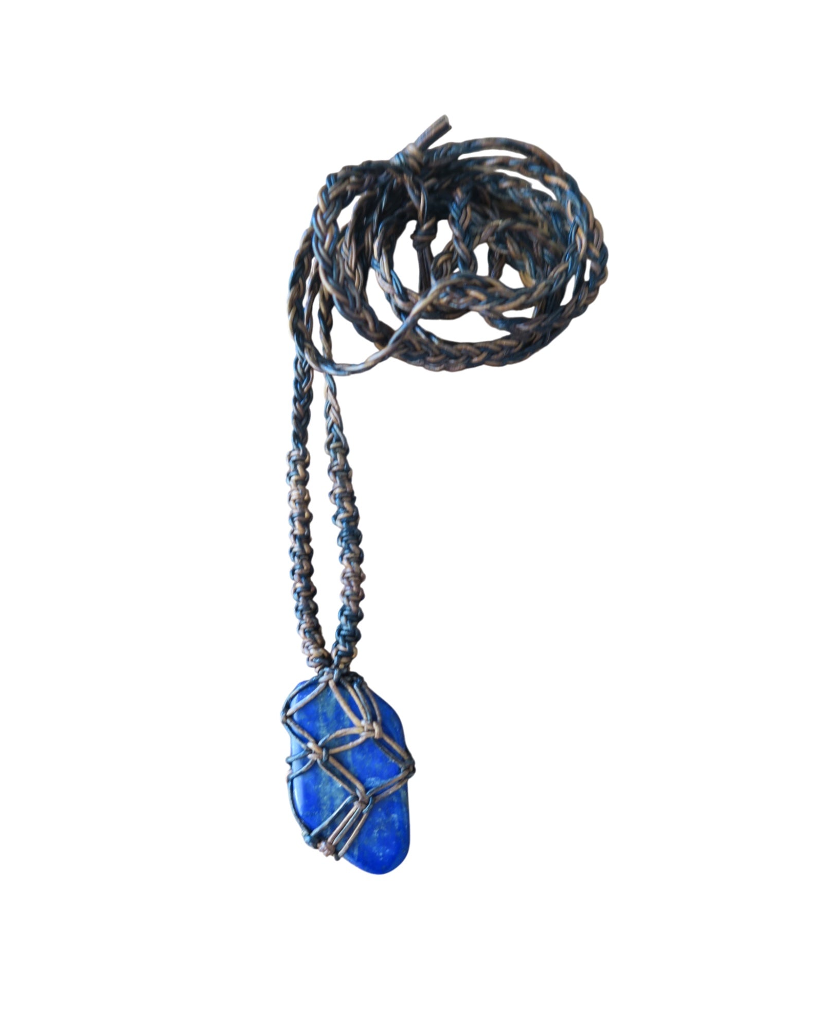 Olivia Moray Macramé Lapis Lazuli Pendant Necklace