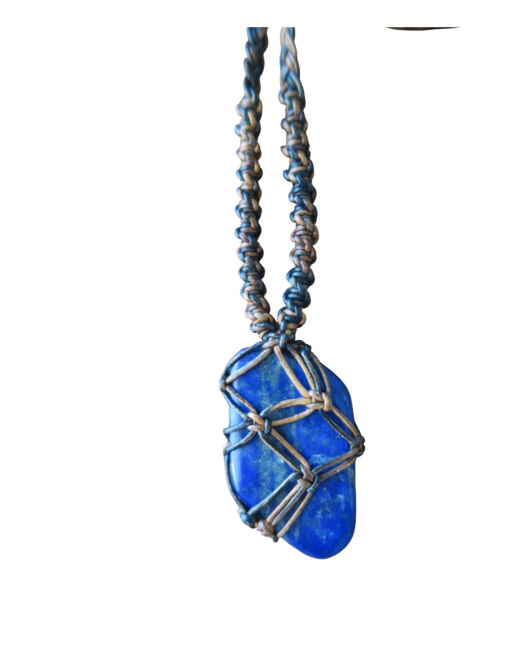 Olivia Moray Macramé Lapis Lazuli Pendant Necklace