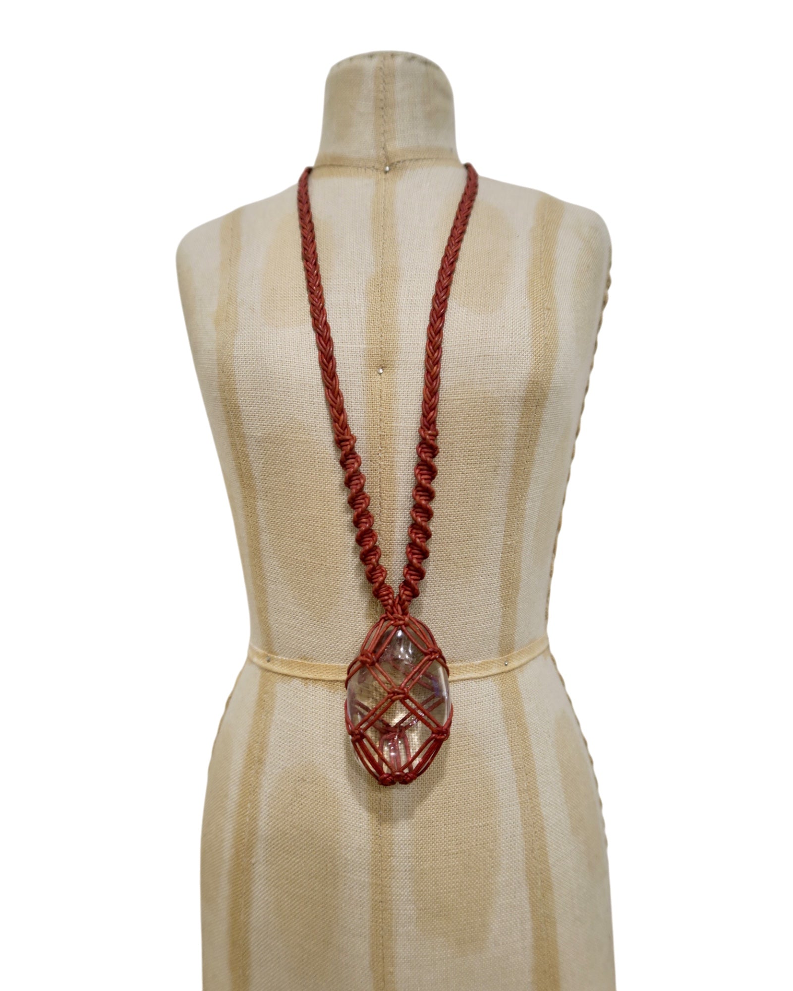 Olivia Moray Macramé Clear Quartz Pendant Necklace