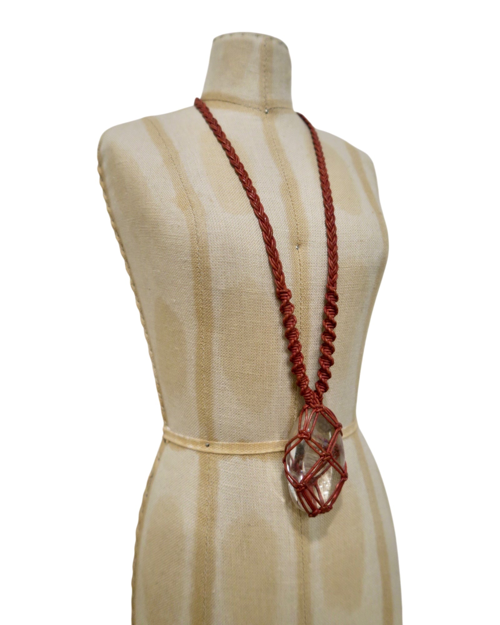 Olivia Moray Macramé Clear Quartz Pendant Necklace