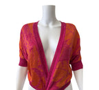 CHRISTIAN DIOR Vintage Hot Pink & Tangerine Orange Knit Cardigan  Size Small