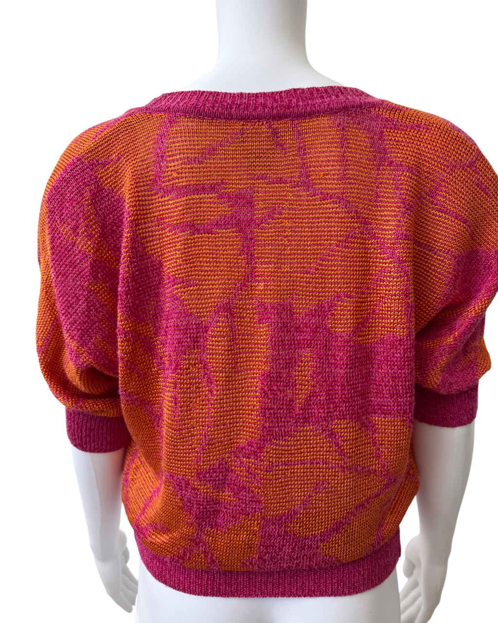 CHRISTIAN DIOR Vintage Hot Pink & Tangerine Orange Knit Cardigan  Size Small