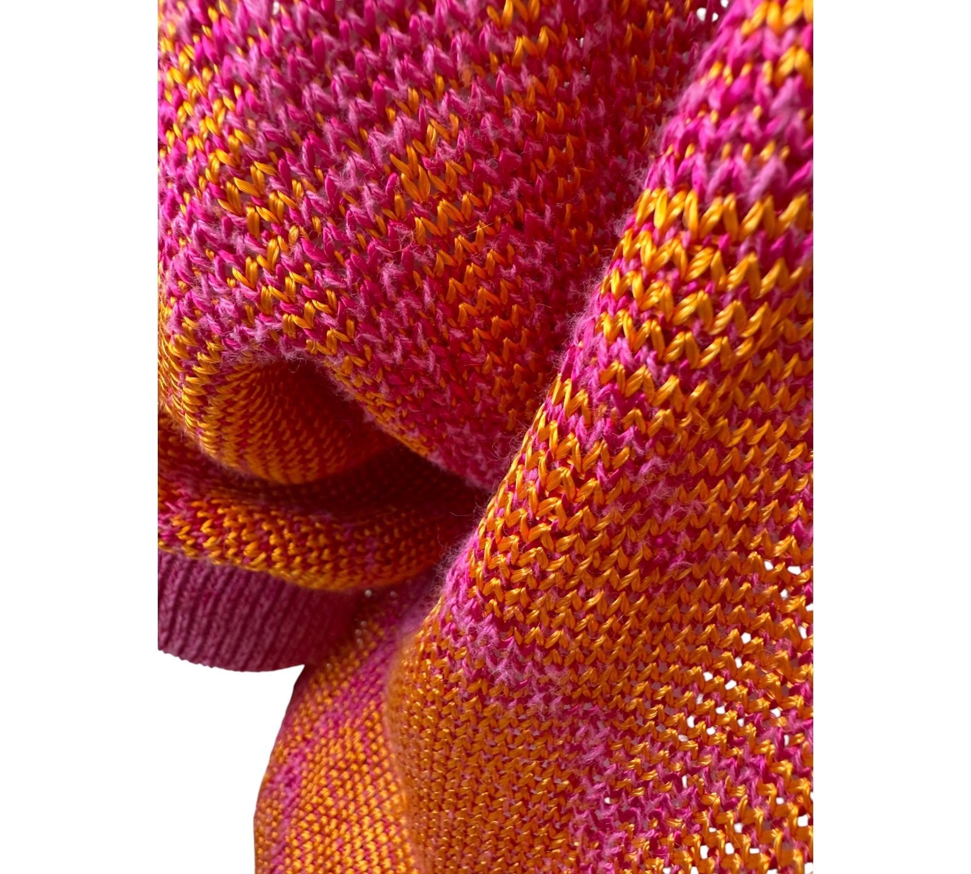CHRISTIAN DIOR Vintage Hot Pink & Tangerine Orange Knit Cardigan  Size Small