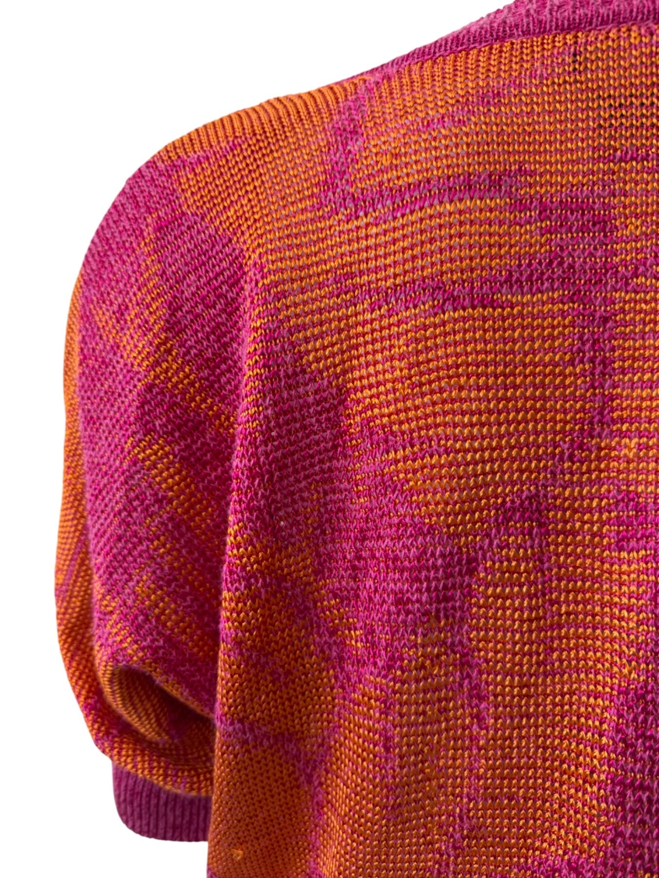 CHRISTIAN DIOR Vintage Hot Pink & Tangerine Orange Knit Cardigan  Size Small