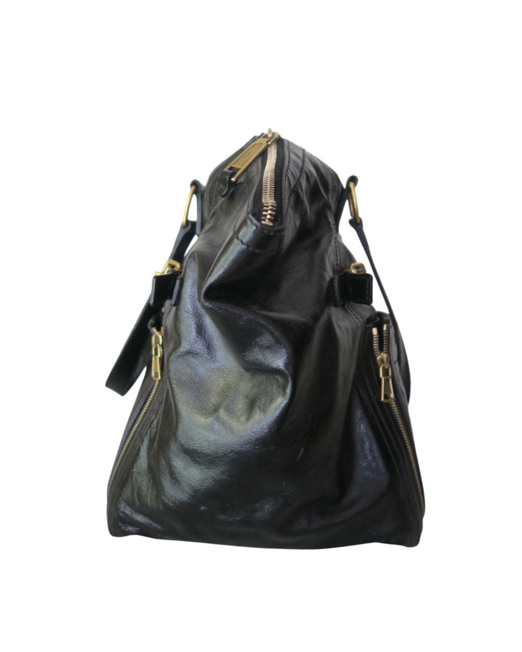 YSL Black Patent Leather Large Downtown Tote Bag