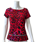 Escada Leopard Print Knit Blouse Size Small