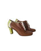 Michel Perry Leather Colorblock Lace-up Heels Size 36