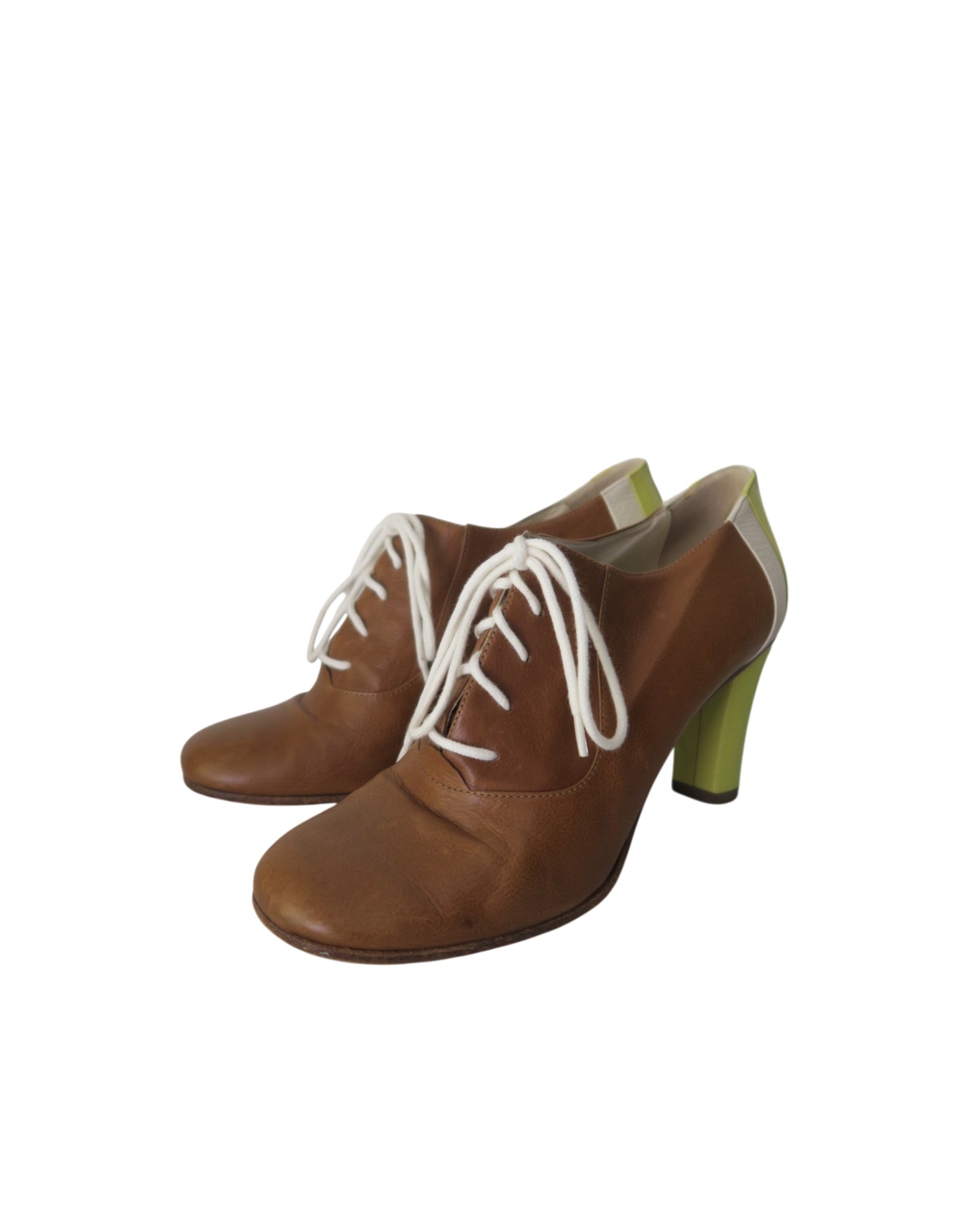 Michel Perry Leather Colorblock Lace-up Heels Size 36