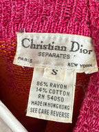 CHRISTIAN DIOR Vintage Hot Pink & Tangerine Orange Knit Cardigan  Size Small