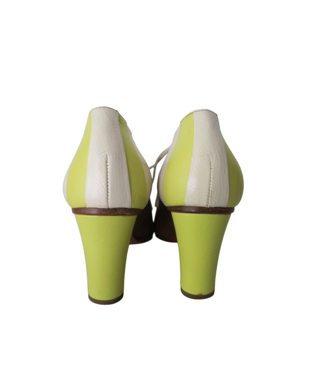 Michel Perry Leather Colorblock Lace-up Heels Size 36