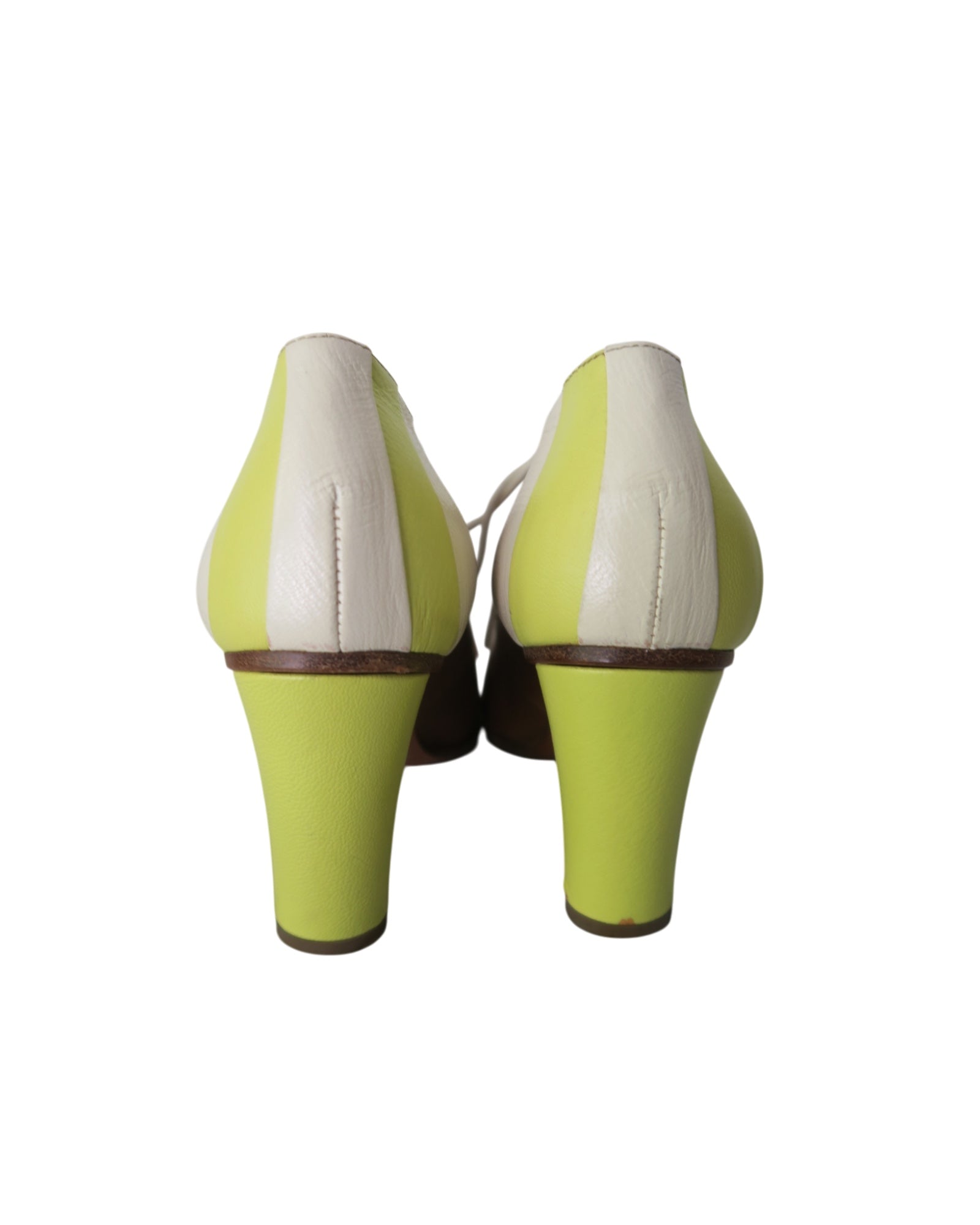 Michel Perry Leather Colorblock Lace-up Heels Size 36