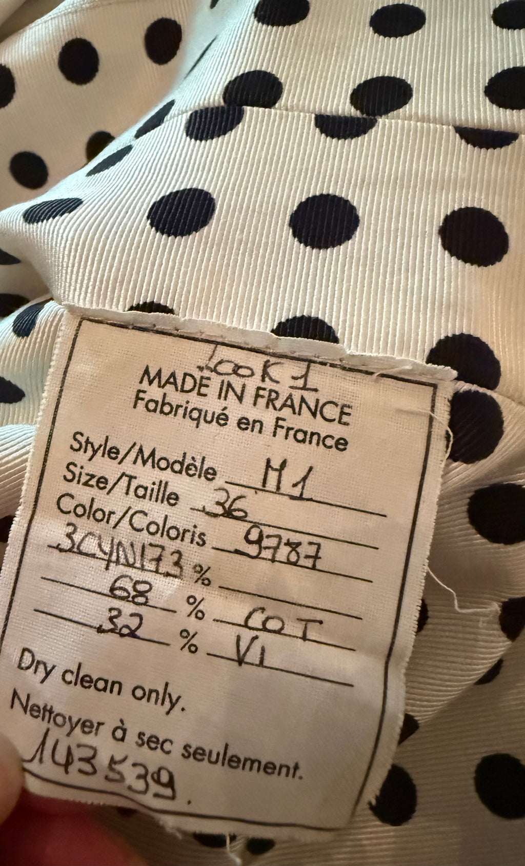 Yves Saint Laurent YSL by Stefano Pilati Ivory & Black Polka Dot Double-Breasted Coat — Runway Sample, 2005 Debut Collection