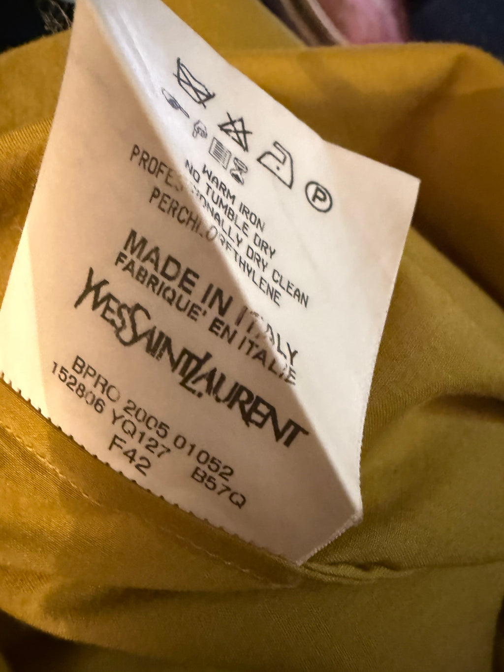 Yves Saint Laurent YSL by Tom Ford Mustard Peasant Blouse Size 42