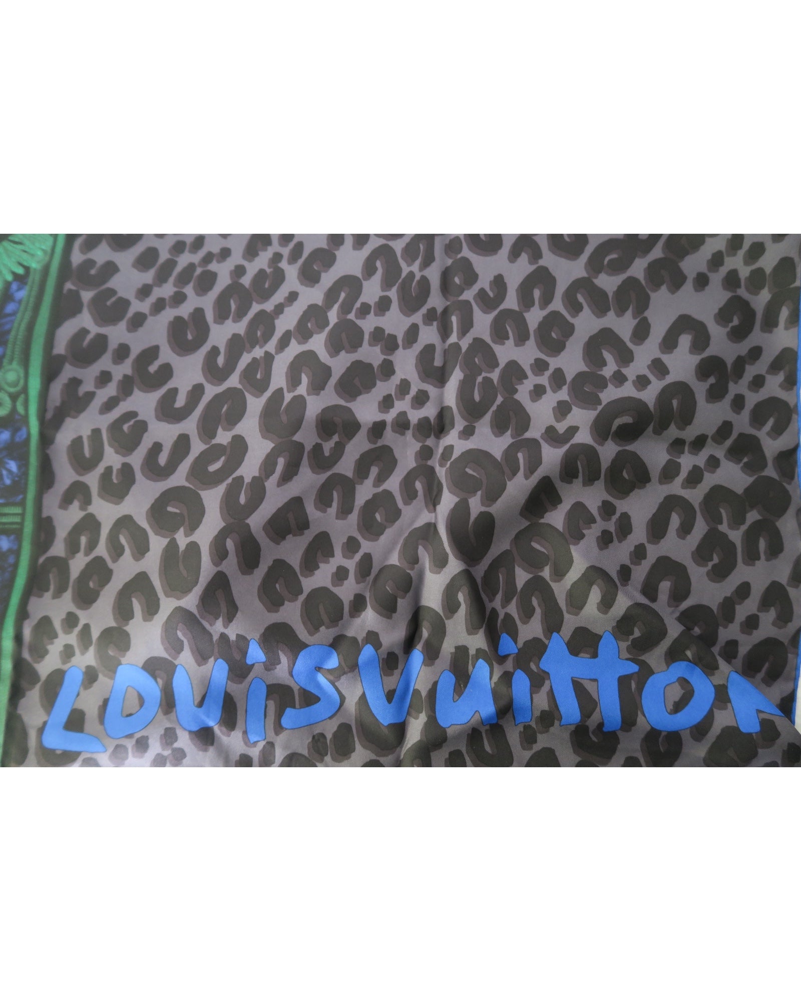 Louis Vuitton Leopard & Graffiti Silk Tassel Scarf