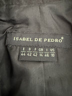 Isabel De Pedro Black Crinkle Blazer with Ruffled Hem Size 10