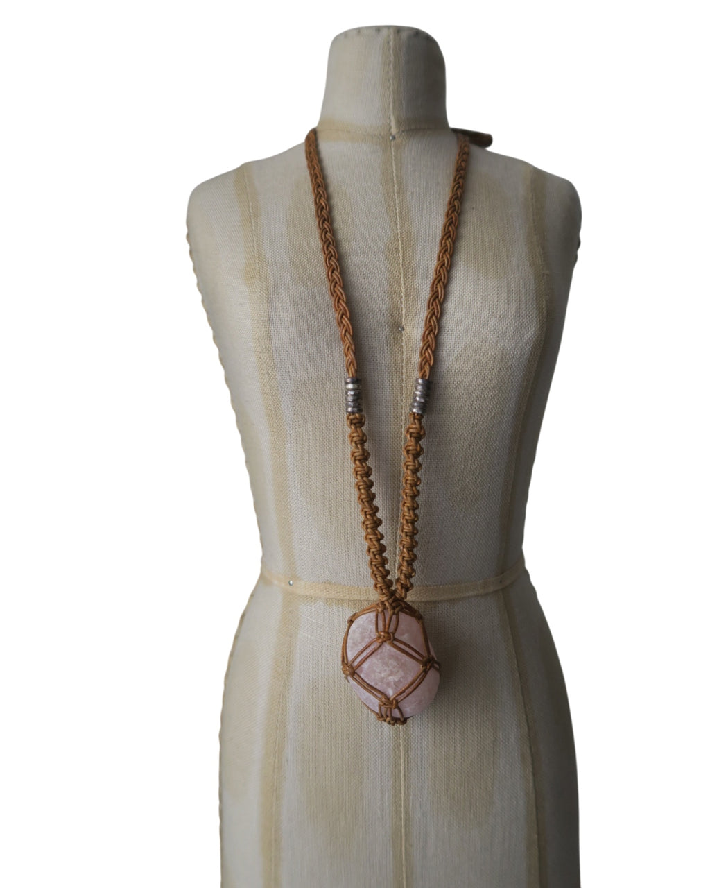 Olivia Moray Macramé Citrine Pendant Necklace with Bronze Beads