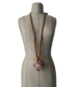 Olivia Moray Macramé Citrine Pendant Necklace with Bronze Beads