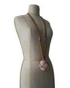 Olivia Moray Macramé Citrine Pendant Necklace with Bronze Beads