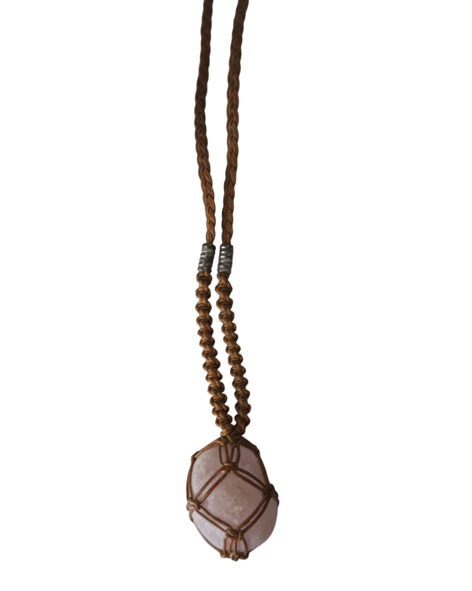 Olivia Moray Macramé Citrine Pendant Necklace with Bronze Beads