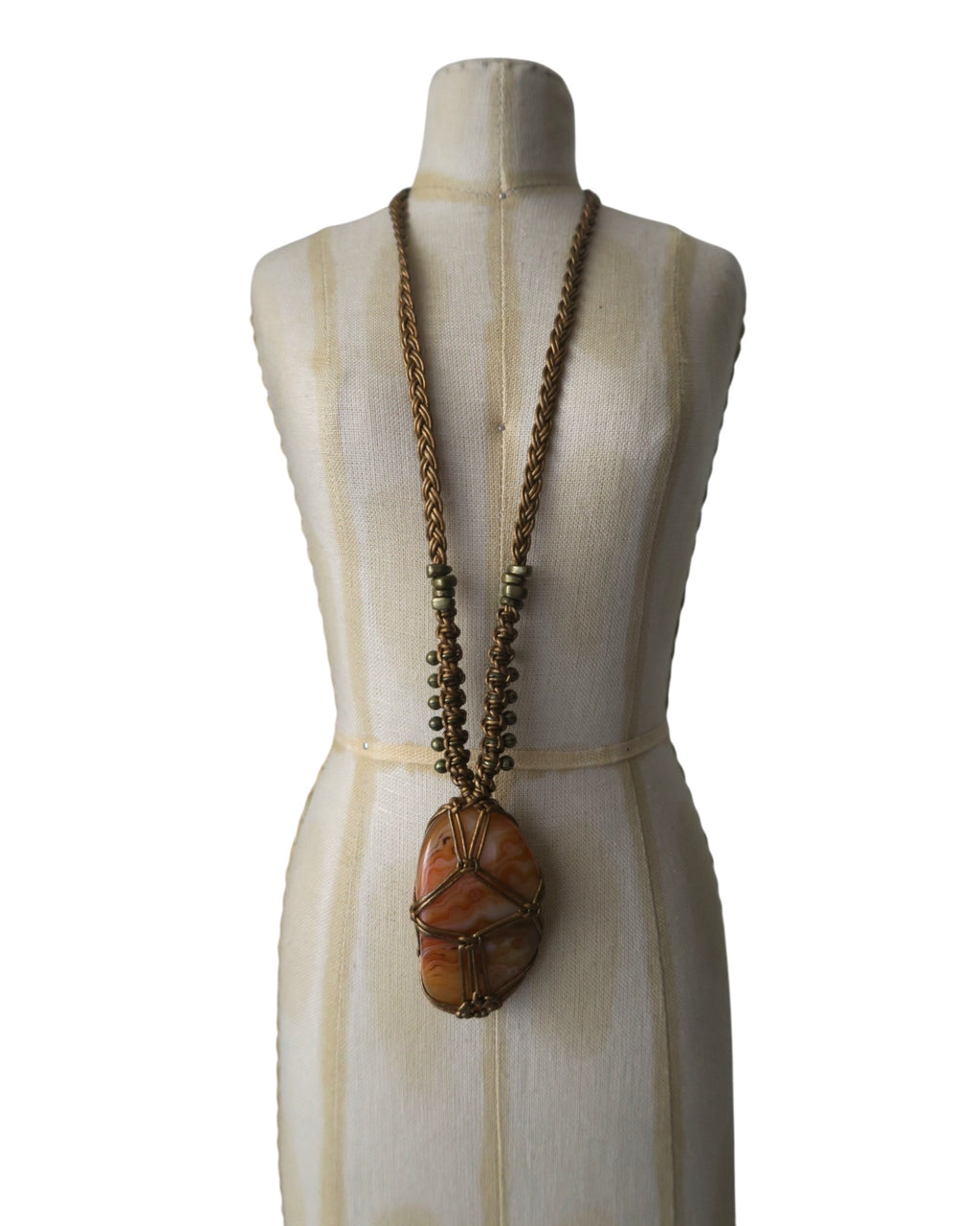 Olivia Moray Macramé Crazy Lace Agate Pendant Necklace