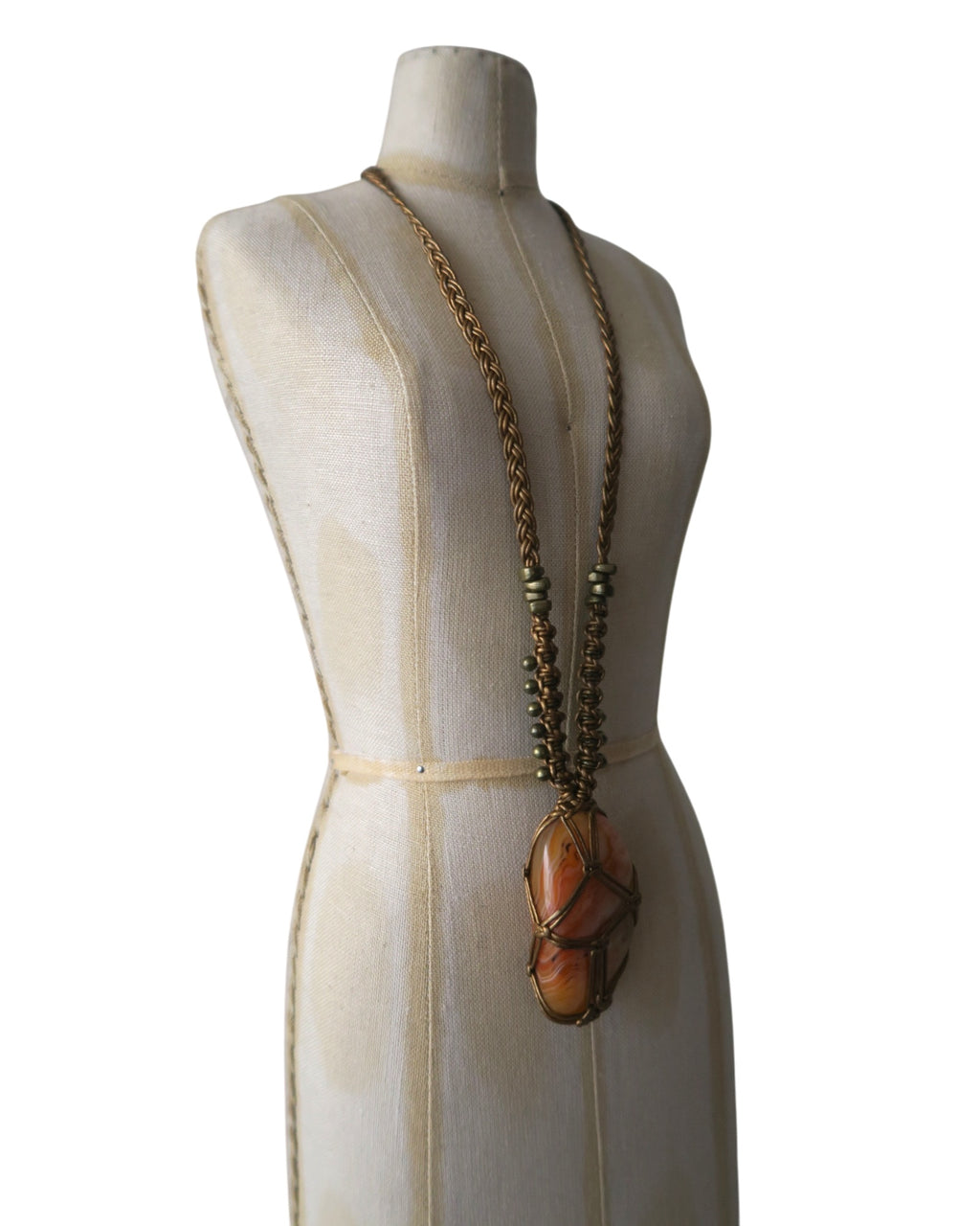 Olivia Moray Macramé Crazy Lace Agate Pendant Necklace