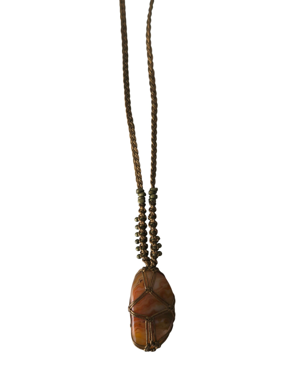 Olivia Moray Macramé Crazy Lace Agate Pendant Necklace