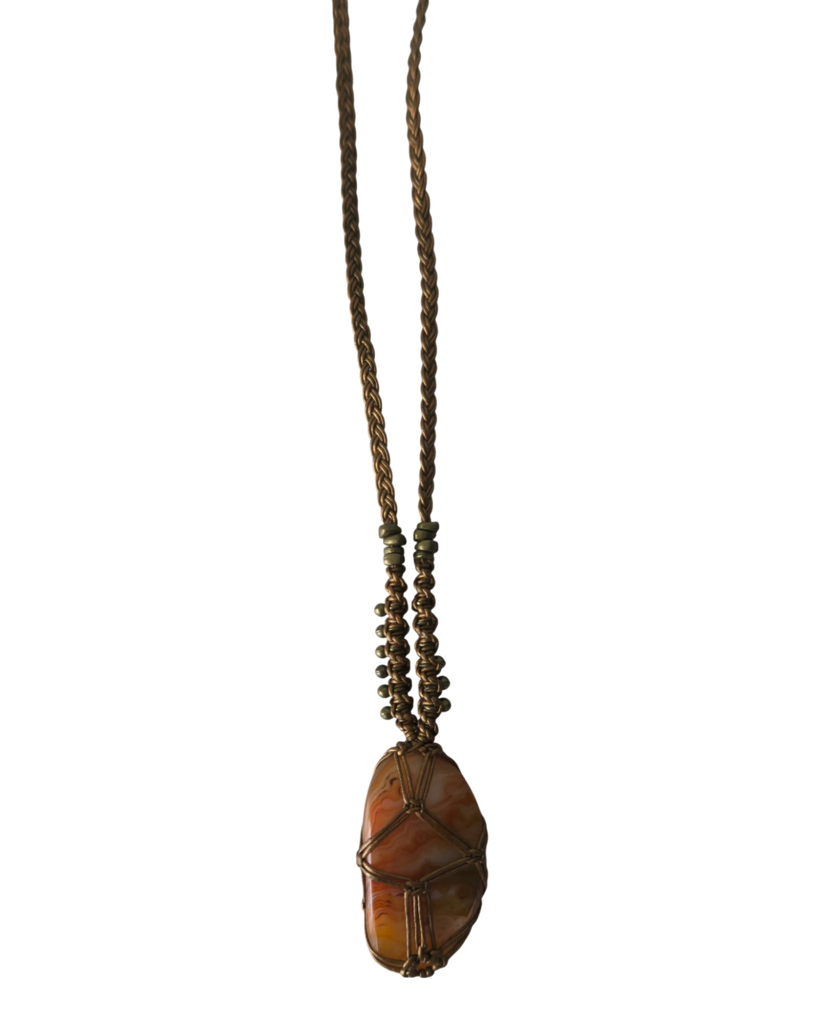 Olivia Moray Macramé Crazy Lace Agate Pendant Necklace